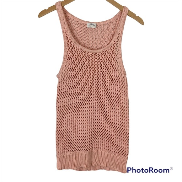 MADEWELL WALLACE Wellspring Open Knit Shell Pink Top Tank Small - Picture 2 of 10